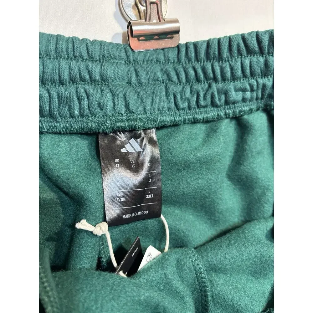 Adidas Shorts Men’s LT Large Tall Green Fleece Athletic Drawstring NWT